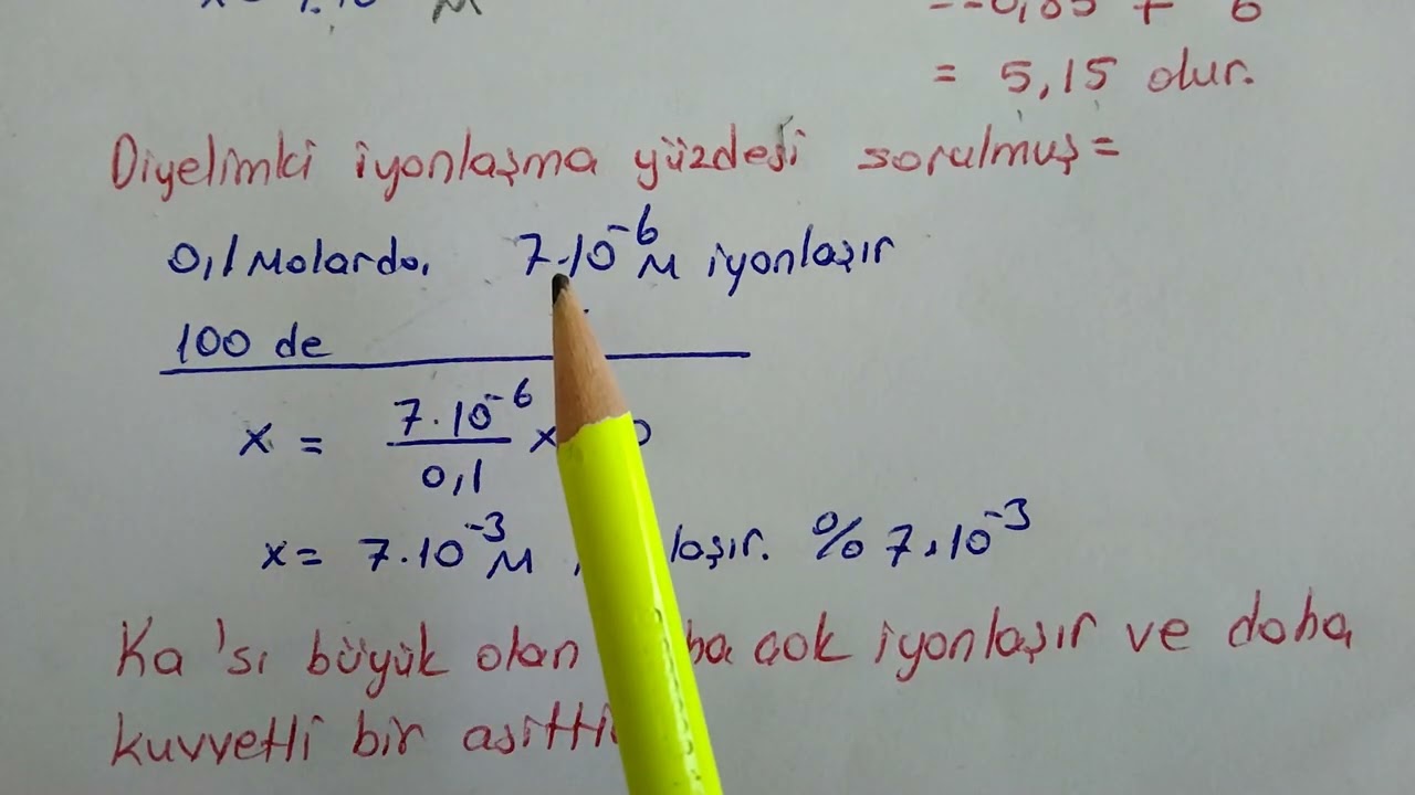 Asit ve Bazların Ayrışma Dengeleri Ka Kb . pH Hesabı ve İyonlaşma Yüzdesi Hesabı