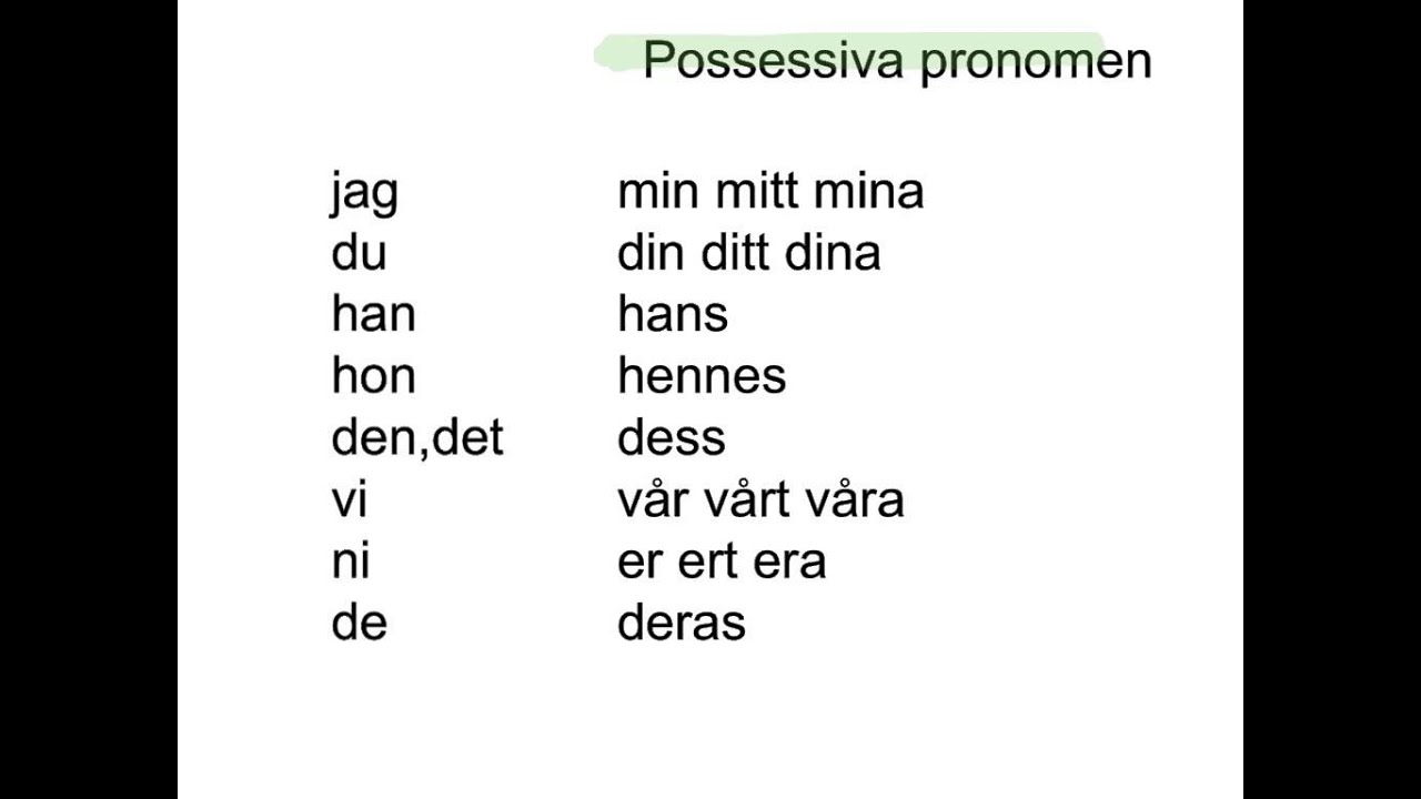 possessiva pronomen