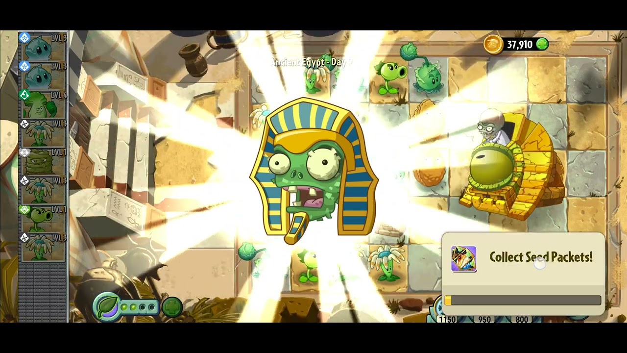 Plants vs Zombies 2 - Adventure - Anchient Eygypt Boss Level 25 (NO BGM) (MUCH BETTER GAMEPLAY)