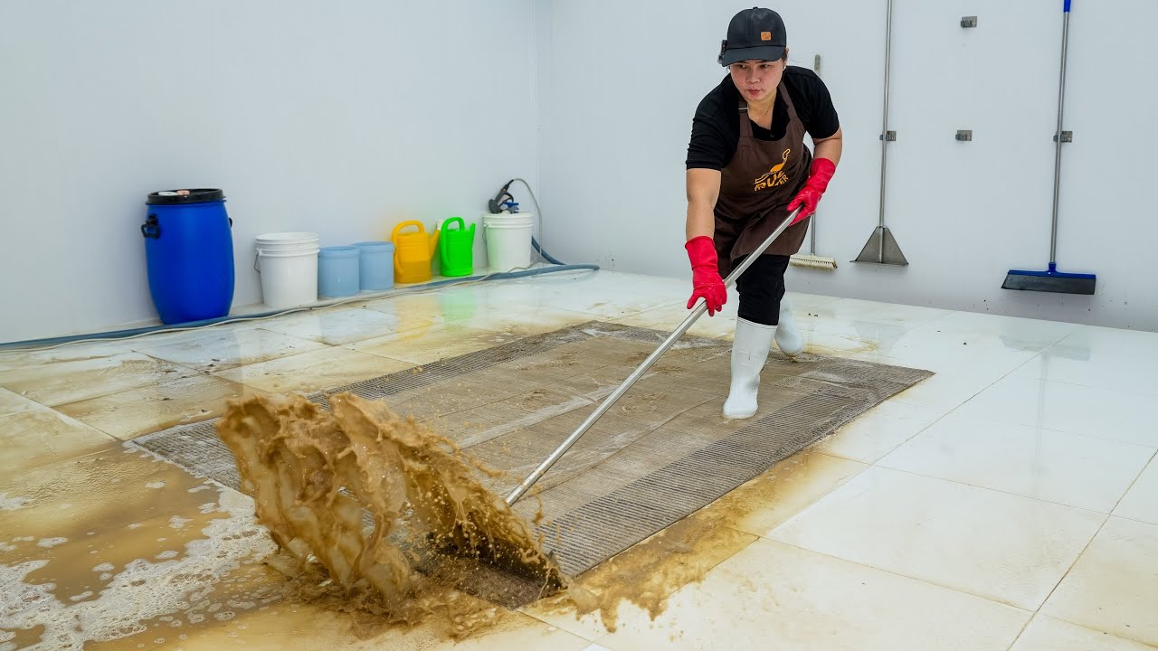 Massive Mud Pushed Off This Rug | Extremely Dirty Carpet Cleaning ASMR