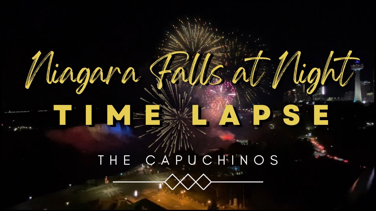 Niagara Falls at night time-lapse | Niagara Falls Fireworks | View from the Sheraton Fallsview Hotel