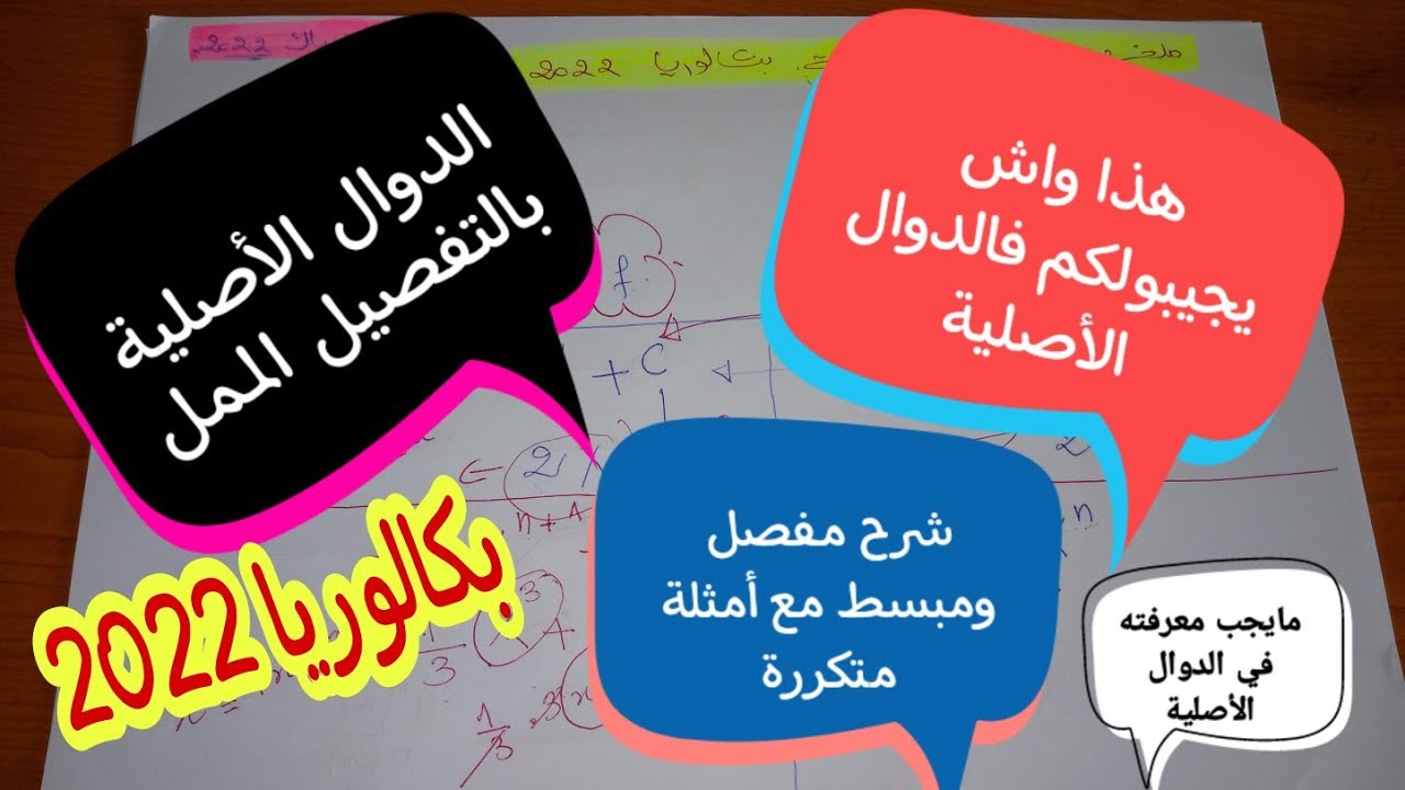 ملخص شامل وكافي  في الدوال الأصلية بكالوريا 2023 .لجميع الشعب (الشرح بالتفصيل الممل)