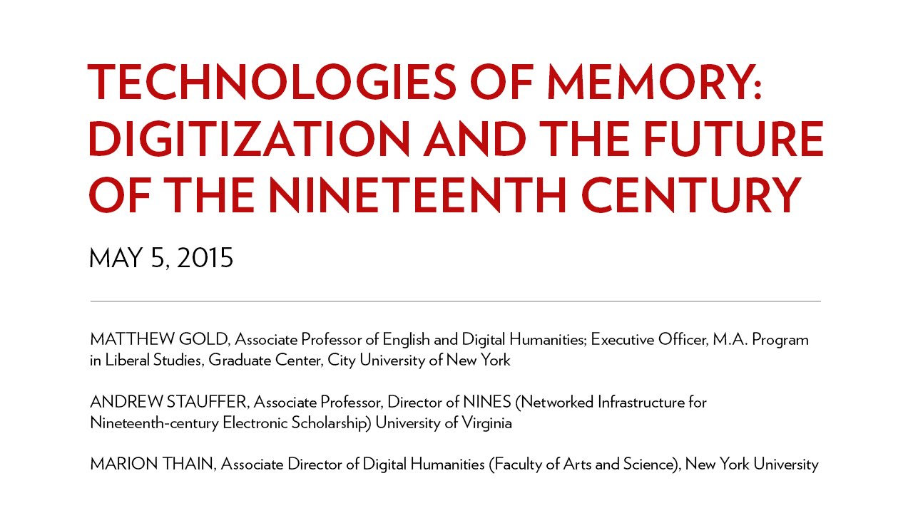 Technologies of Memory Digitization and the Future of the Nineteenth Century