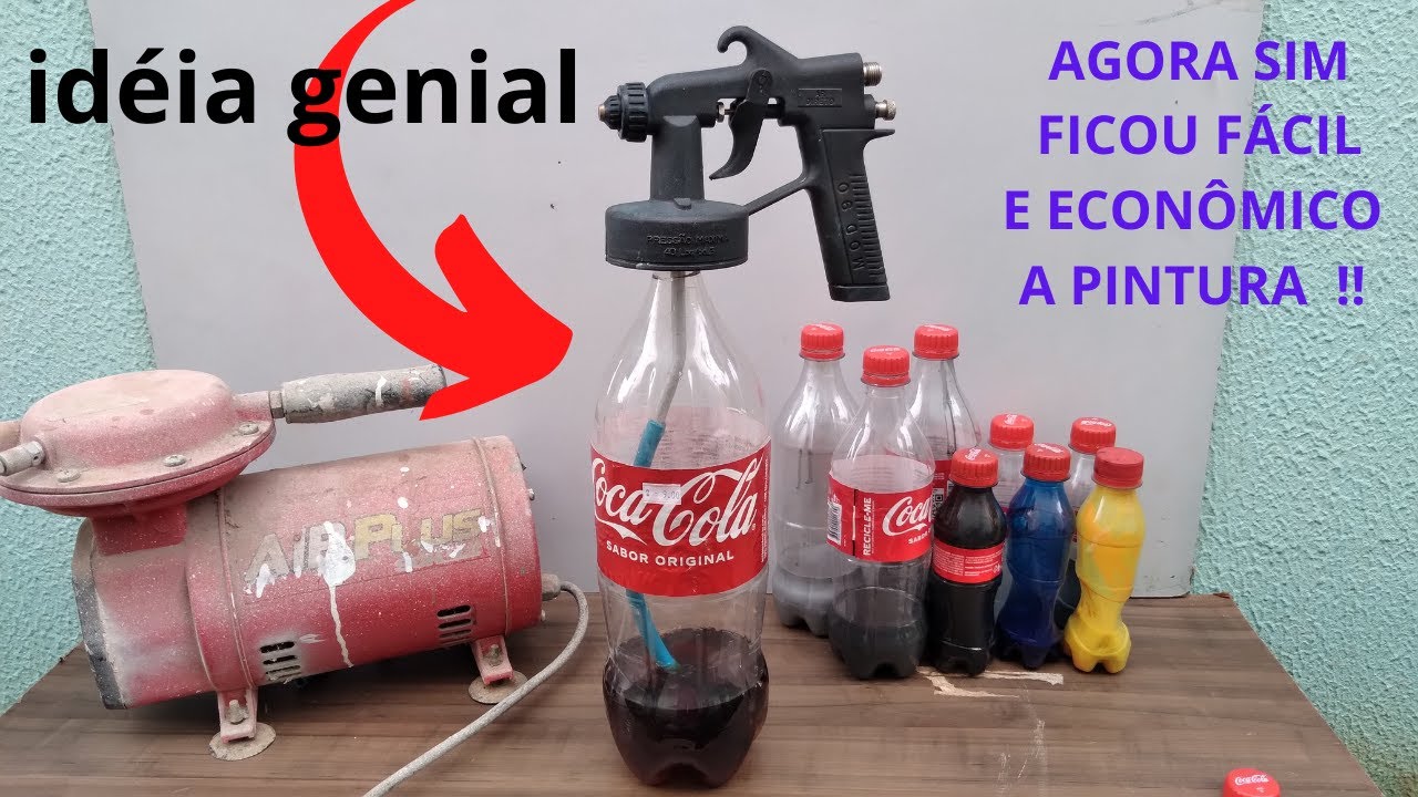 PISTOLA DE PINTURA AR DIRETO COM GARRAFA PET E COMPRESSOR TUFÃO, ADAPTAÇÃO QUE O MUNDO PRECISA SABER