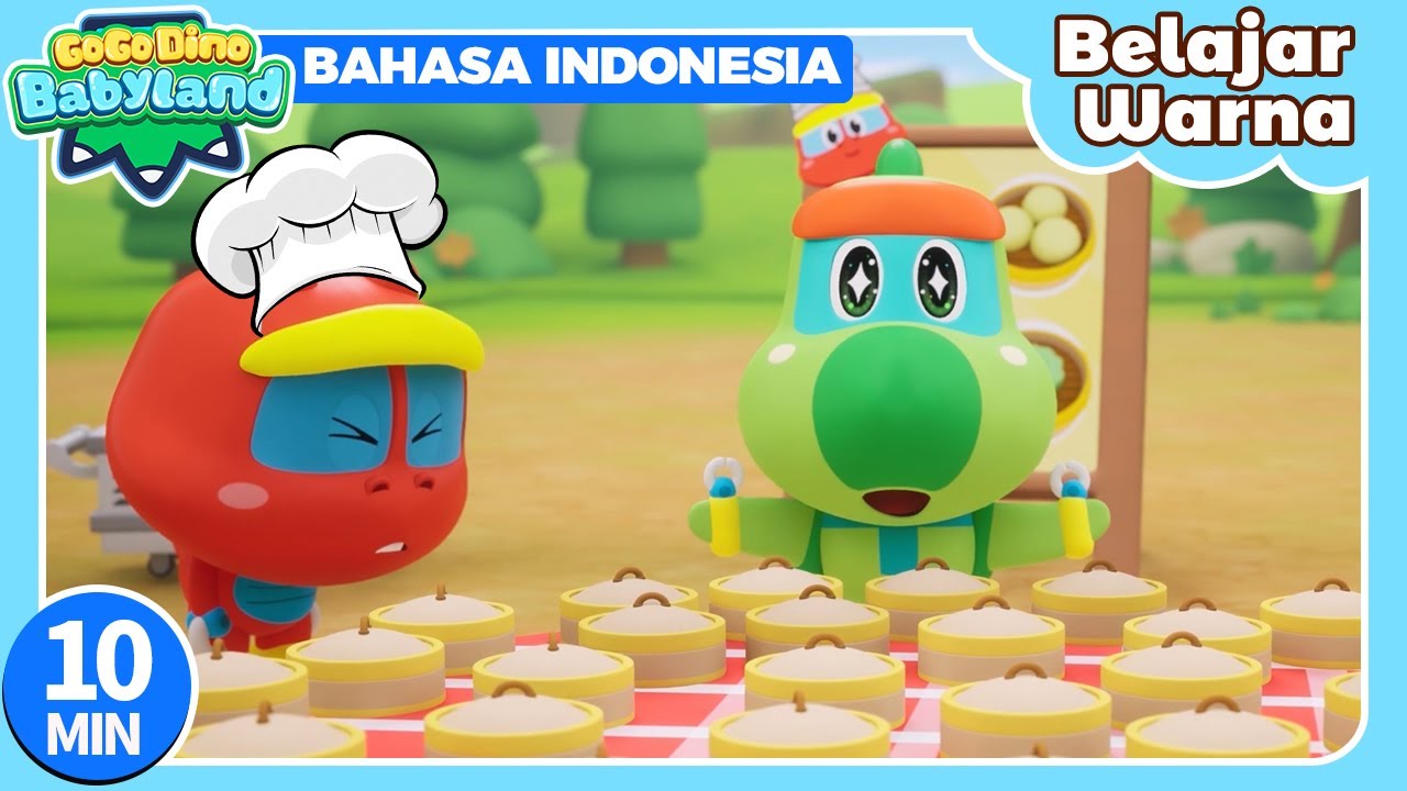 🌈Go Go Dino Bermain Dan Belajar Warna | 10min Kompilasi | Kartun Anak | Dinosaurus | gogodino Bahasa