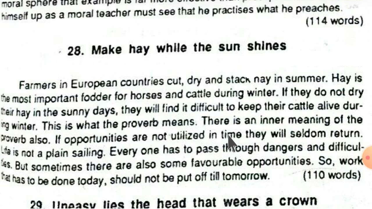 MAKE HAY WHILE THE SUN SHINES