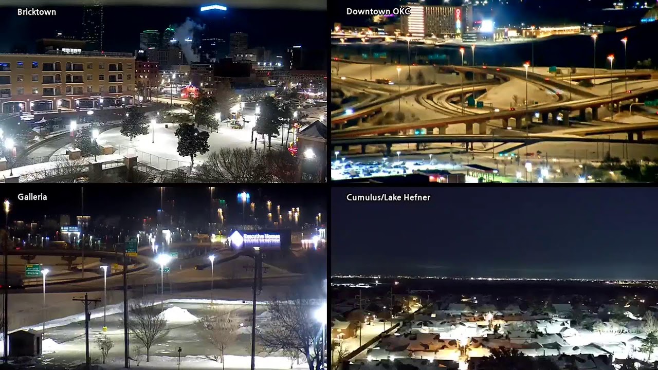 Live look at the snow across Oklahoma City on Sunday