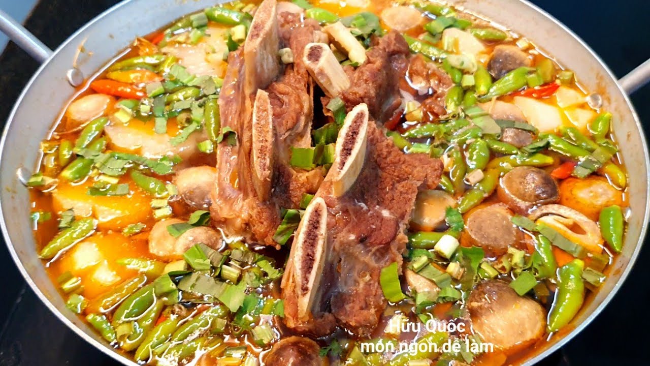 cách nấu LẨU SƯỜN BÒ ỚT HIỂM siêu cay hấp dẫn ấm lòng ngày se se lạnh