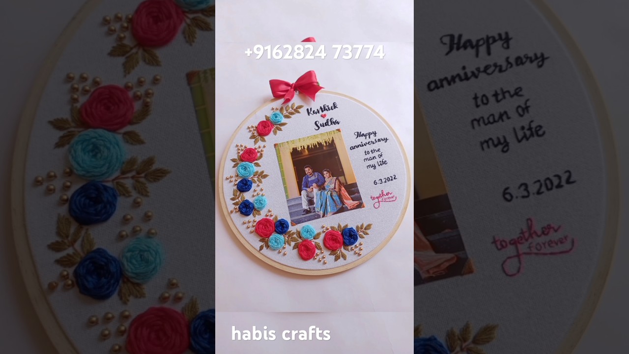 Wedding anniversary special photo hoop making/couple photo embroidery.#youtubeshorts #shorts