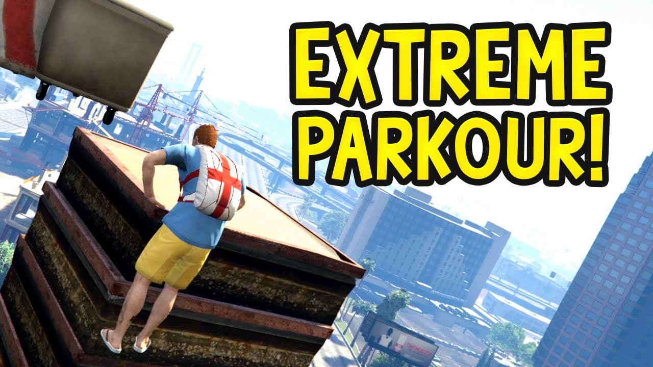 CRAZY PARKOUR! GTA 5 Funny Moments: Olli43 vs Geo23!