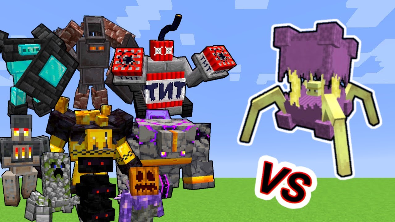 Mutant Shulker Vs. Golems in Minecraft