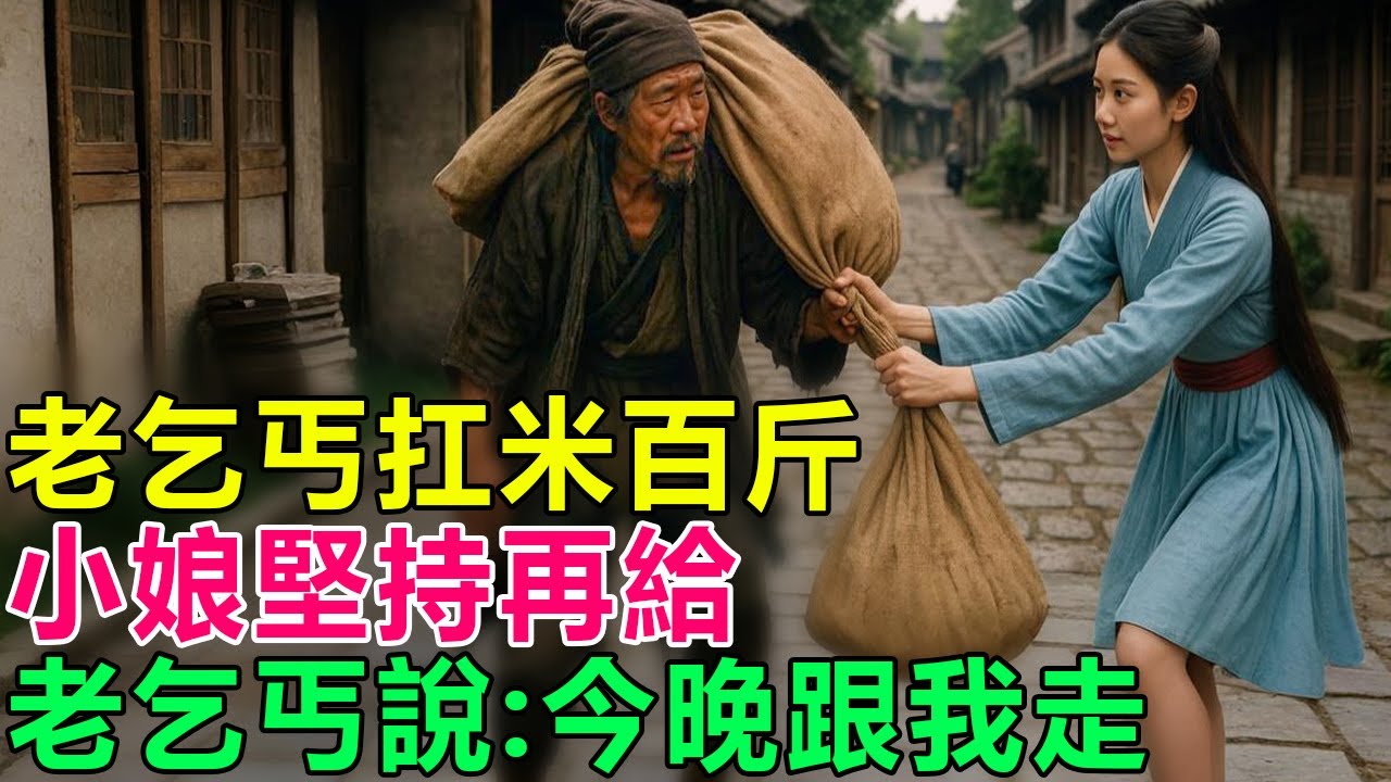 民間故事：老乞丐扛米百斤，小娘堅持再給，老乞丐說：今晚跟我走，有人等你