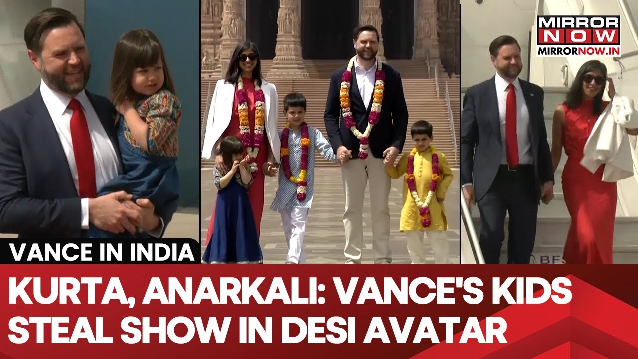 Vance In India: Wife Usha Paints Delhi Red| US VP's Kids Steal Show In Kurta Pyjama, Anarkali| Video
