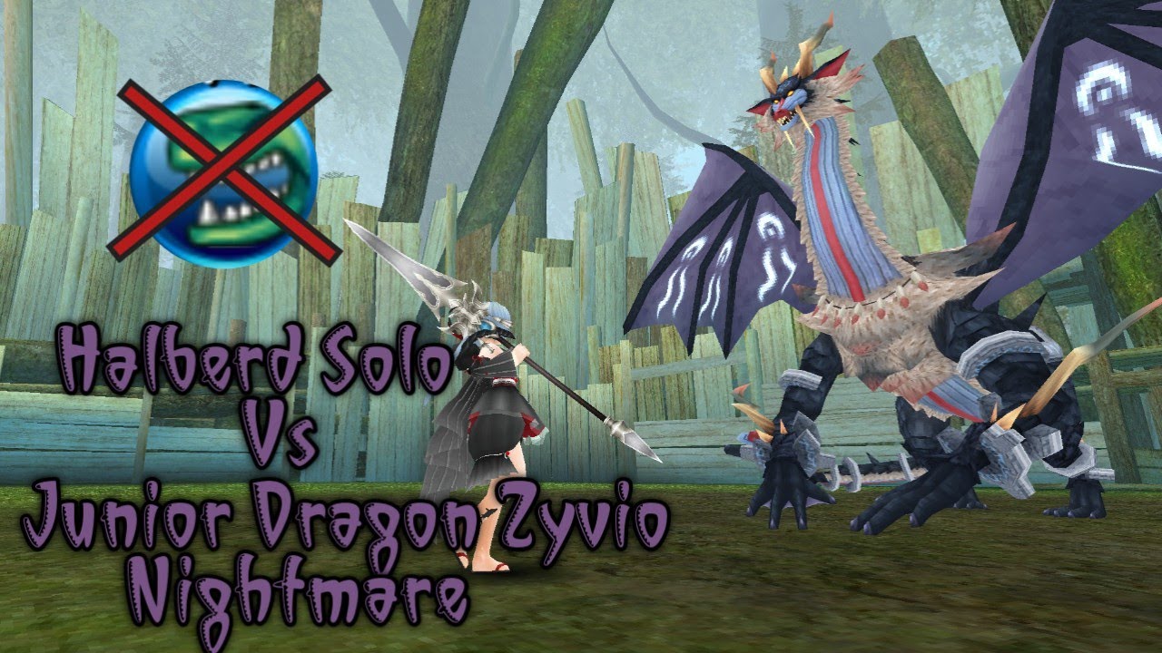 Toram Online - Halberd(?) Solo Vs Junior Dragon Zyvio (Nightmare)