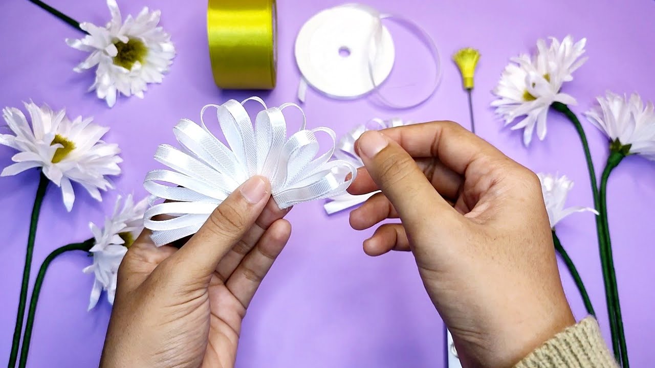 DIY | How To Make Satin Ribbon Flower Easy | Tutorial Membuat Bunga Dari Pita Satin