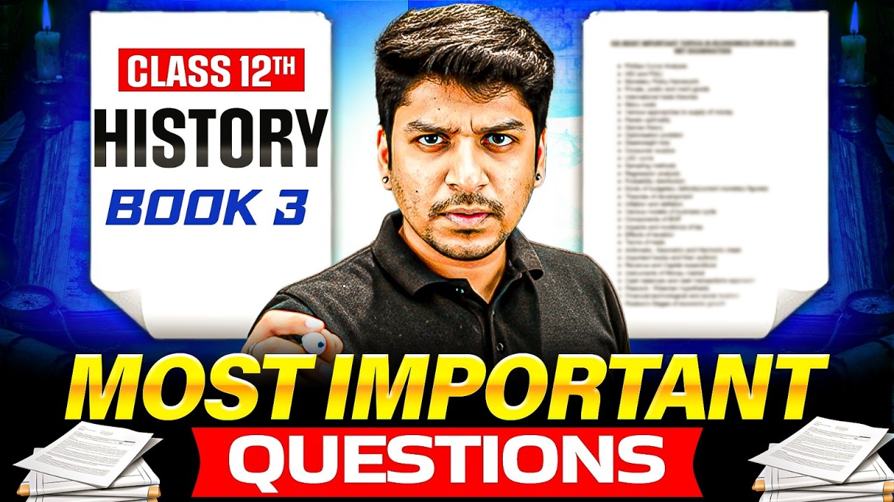 Class 12 History Important Questions 2026 | Class 12 History Most Important Questions (Book 3)