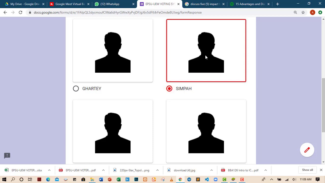 GOOGLE FORMS ONLINE VOTING