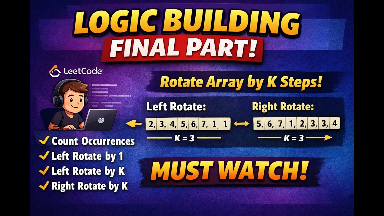 Logic Building Final Part 🔥 | Array Rotation + Count Occurrence | LeetCode Problems | Java DSA