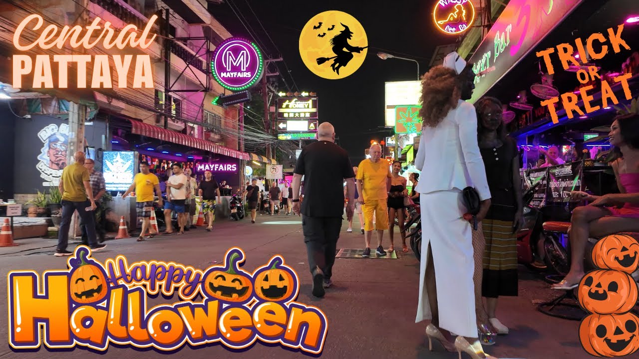 [4K] Halloween 2024 Central Pattaya Soi Buakhao Soi Boomerang Night Walk Candid Walks Thailand