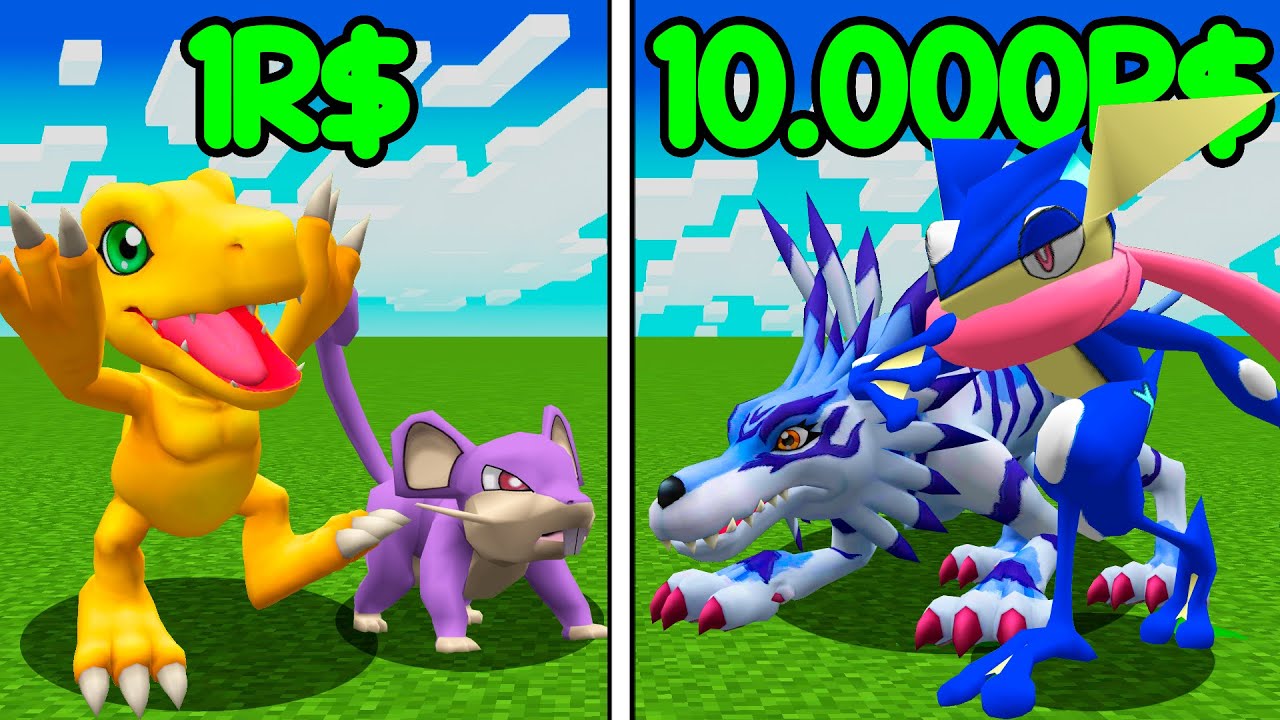 Pokémon e Digimon de R$1 VS R$10.000 no Minecraft Pixelmon!