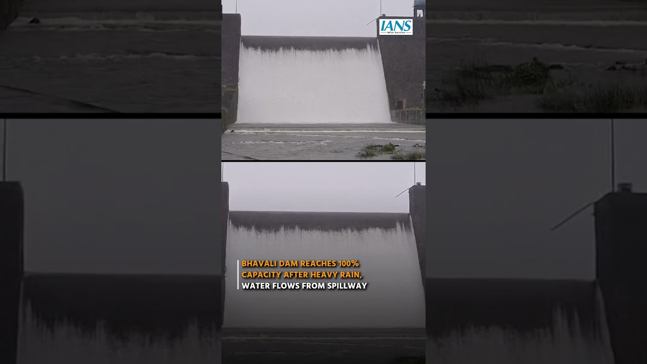 Bhavali Dam Reaches 100% Capacity After Heavy Rain, Water Flows from Spillway