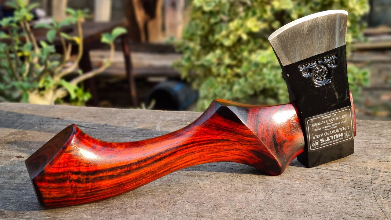 Making World's Most Beautiful Hatchet Handle from Siamese rosewood , Woodworking & Craftsmanship