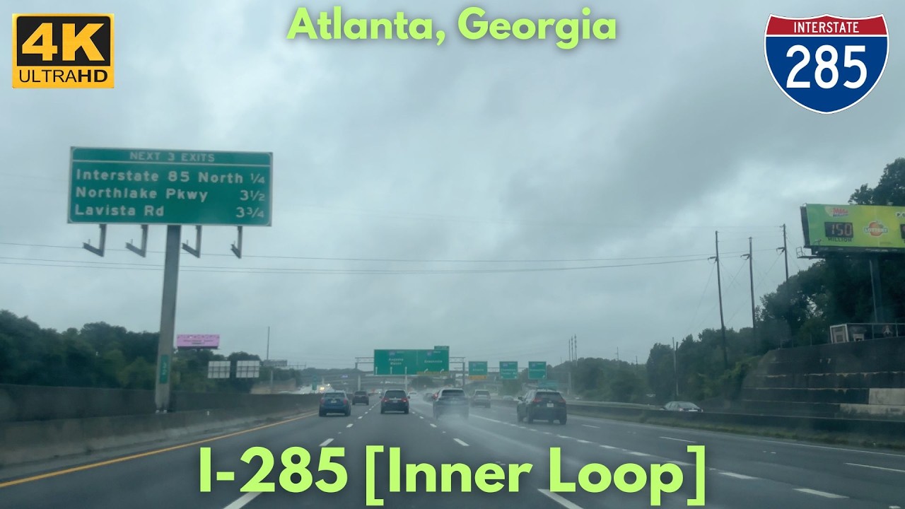 Interstate 285 - Atlanta - Full Clockwise Loop | 4K POV Rainy Drive