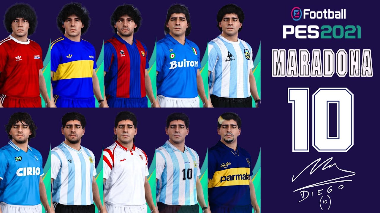 SUPER PACK DIEGO MARADONA - LAS 10 CARAS DEL 10 - EFOOTBALL PES 2021 - MARADONA FACE PACK - SOLO PC