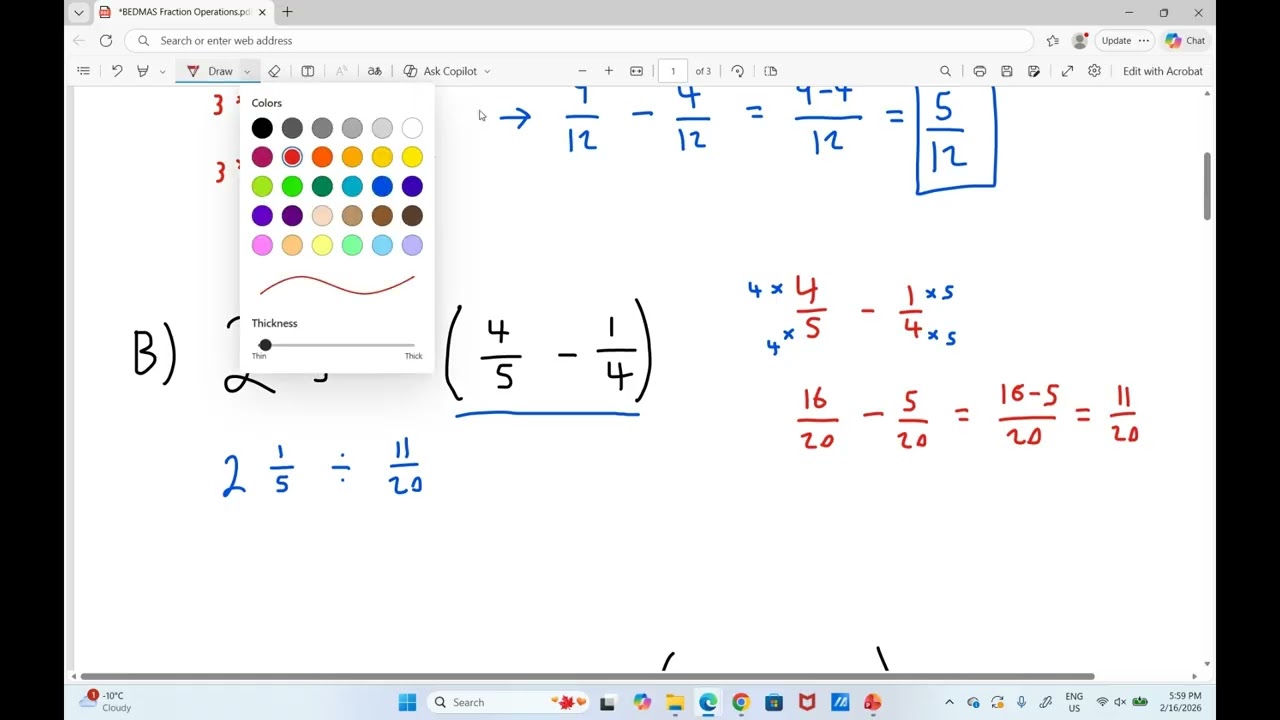 12. Order of Operations BEDMAS with Fractions