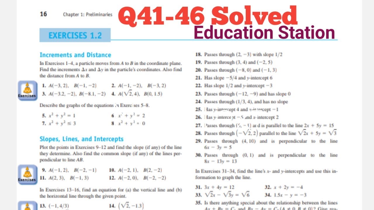 Thomas Calculus| Exercise 1.2| Q41-46. Complete lecture in Hindi by Education Station.