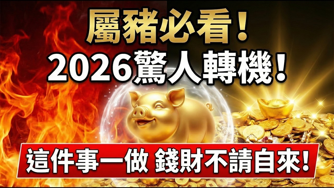 屬豬人2026年驚人轉機！「這件事」做對了，錢財不請自來，今年再也不愁錢！#屬豬2026運勢 #2026生肖豬運勢 #財運 #招財 #風水 #丙午馬年 #生肖豬 #偏財運 #屬豬 #改運 #轉運