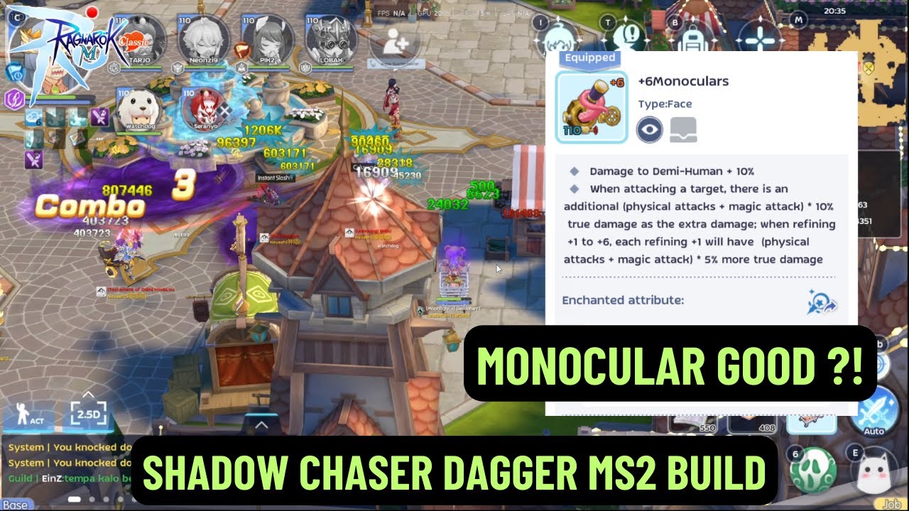 MONOCULAR PVP TEST FOR SHADOW CHASER MS2 BUILD ! | RAGNAROK M CLASSIC