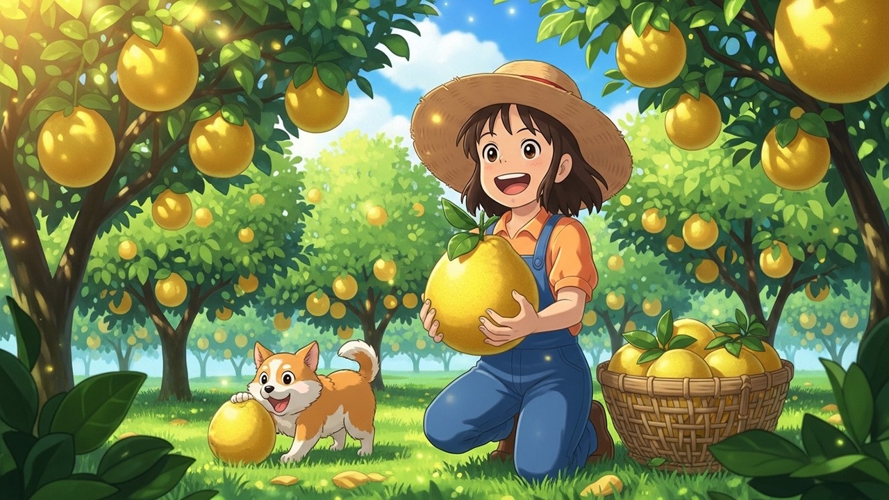 Harvesting Golden Pomelos 🍊 Making Candied Pomelo & Honey Tea | Cozy Ghibli ASMR