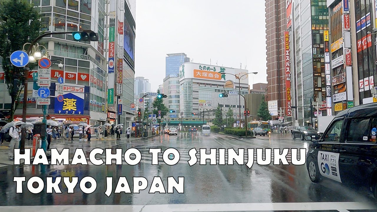 4K Driving to Shinjuku from Nihonbashi-Hamacho (POV) Tokyo ASMR Rainy Day Drive