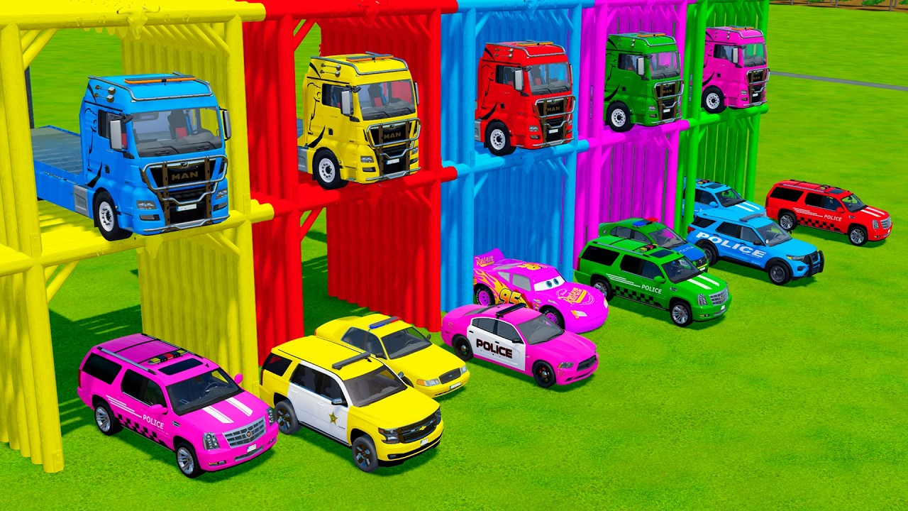 TRANSPORTING ALL POLICE CARS and AMBULANCE EMERGENCY VEHICLES WITH MERCEDES POLICE TRUCKS ! FS22 #5