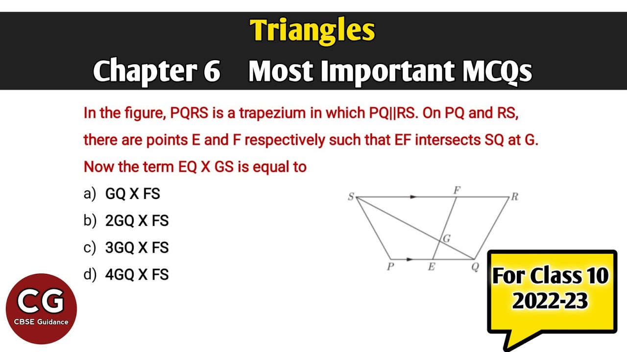 Triangles (Chapter 6) Most Important MCQs for Board Exams