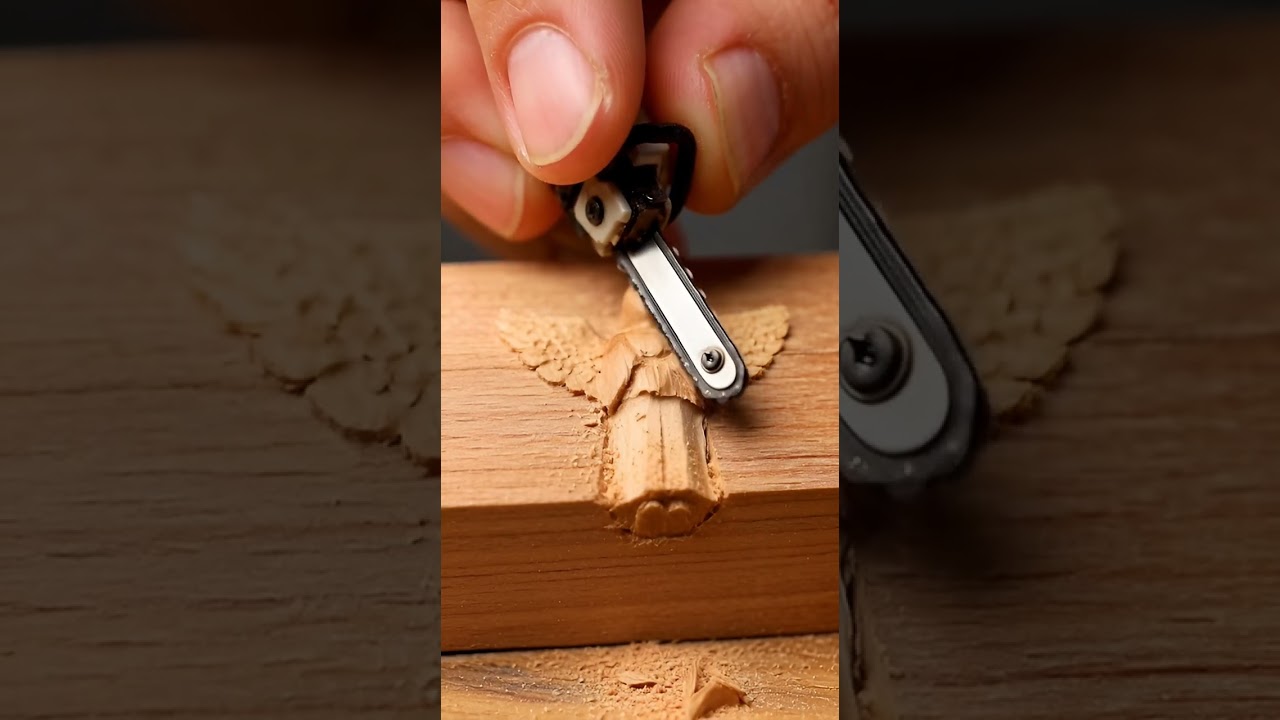 Tiny Chainsaw Carves a Wooden Angel 😱🔥 Extreme Macro