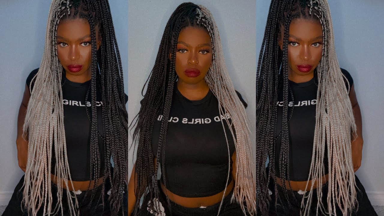 Black and Blonde Split Colour Box Braids Hair Tutorial with Tucking For Amateurs ♡ Kel Wihler