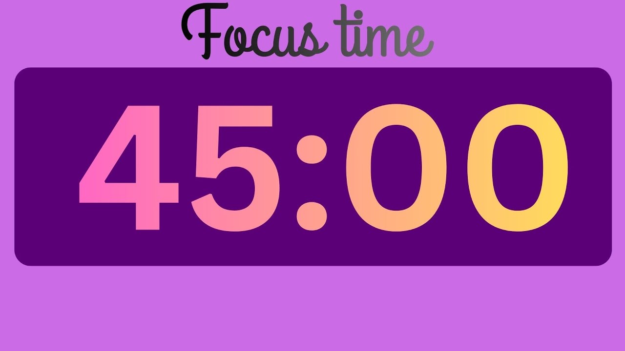 Đồng Hồ Đếm Ngược 45 Phút 🧡 Focus Timer Nền Tím 🧡 ASMR Tick Tock | Tập Trung Sâu