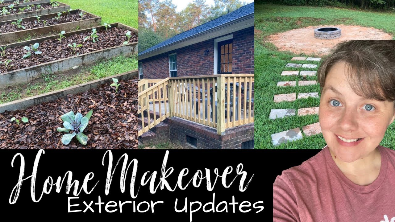 Home Makeover Exterior Updates- Garden, Fire Pit, New Patio, and More!
