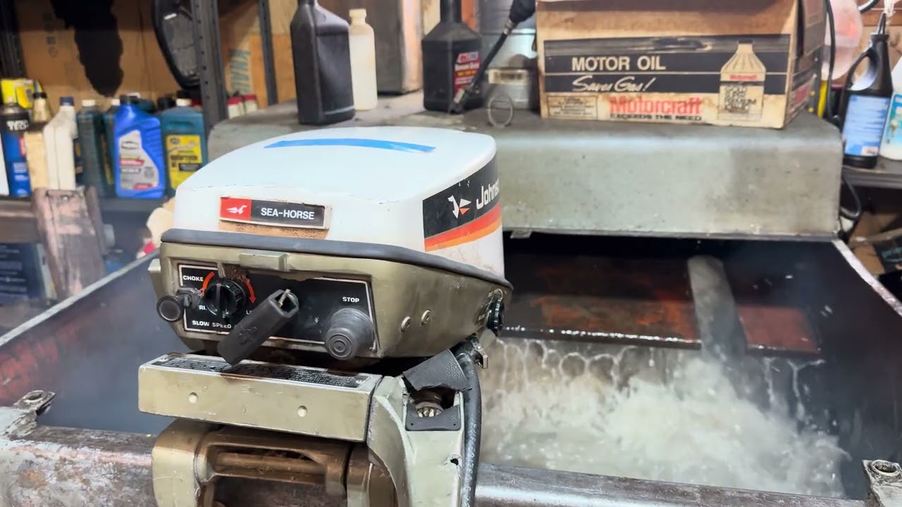 1974 Johnson 15hp outboard motor tank test 