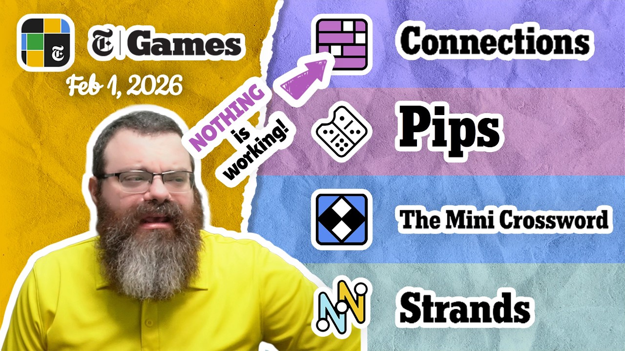 NYT Connections, Pips, Mini Crossword, and Strands | Feb 1, 2026