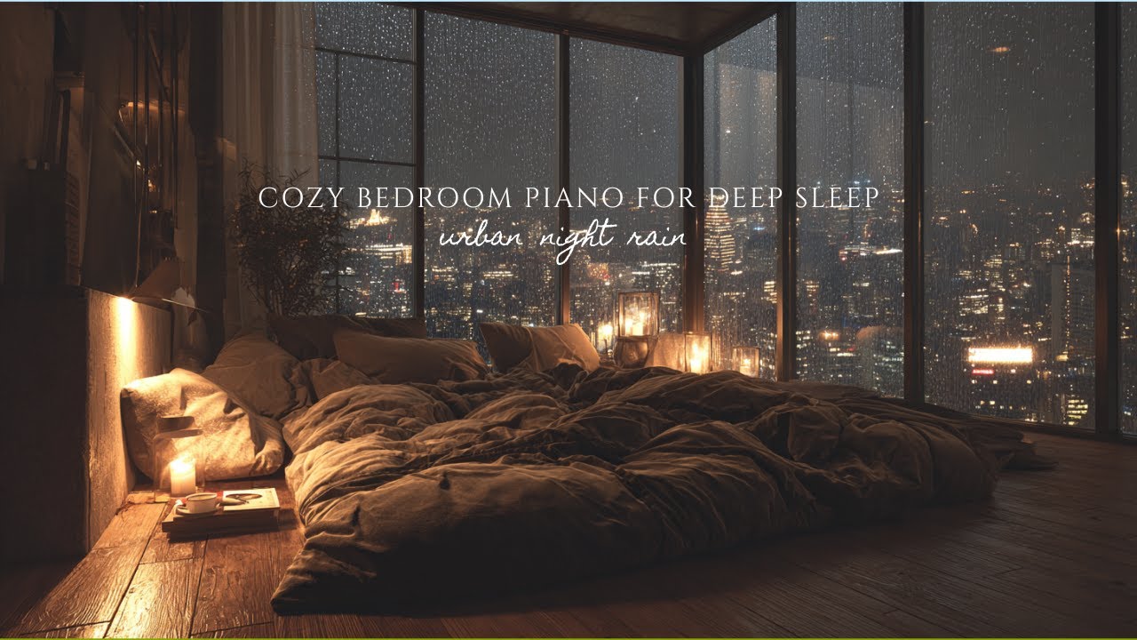 Cozy Bedroom Piano for Deep Sleep | Urban Night Rain