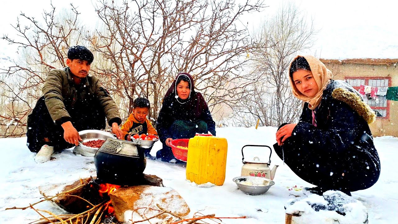  Cold Winter Cooking in a Snowy Afghan Village | Rural Life