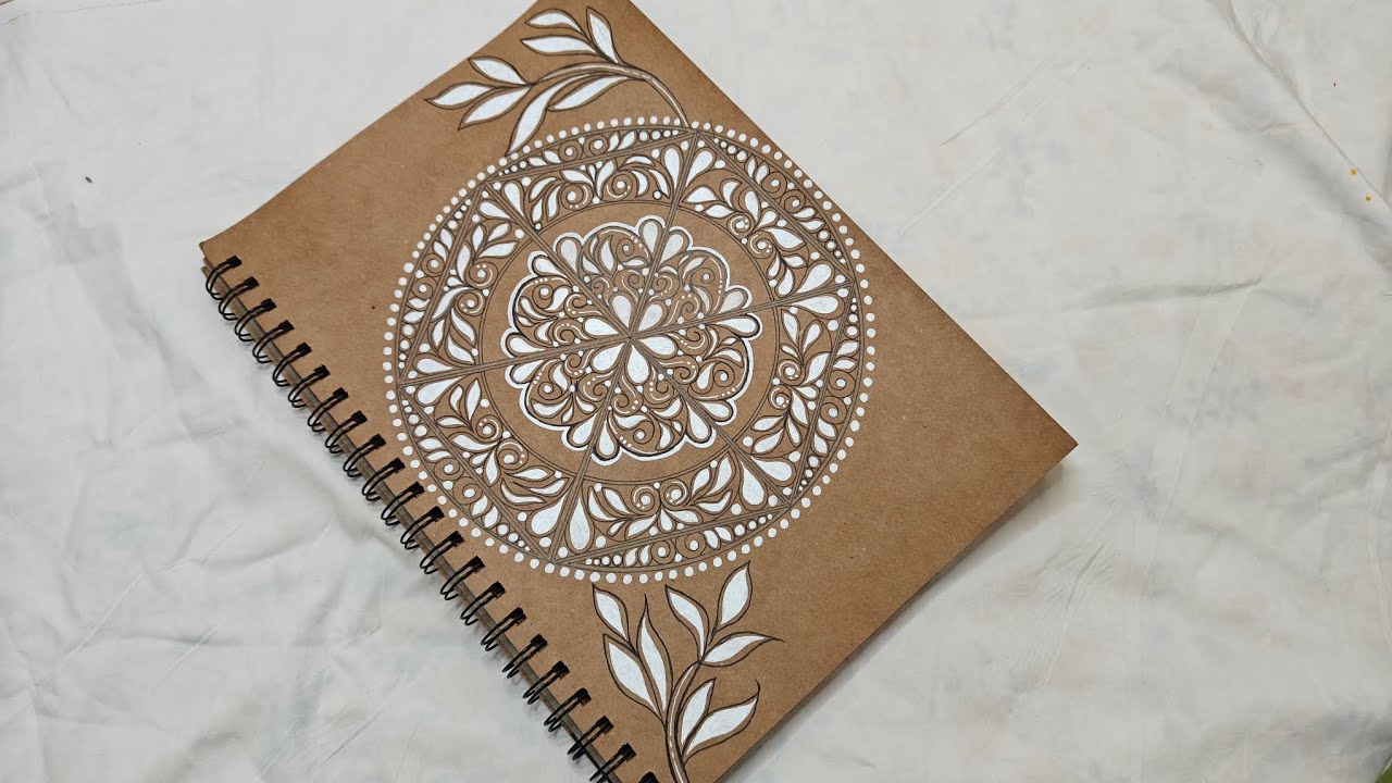 White Pen Mandala on Kraft Paper | Easy Aesthetic Kraft Book Art | Step-by-Step Mandala Drawing