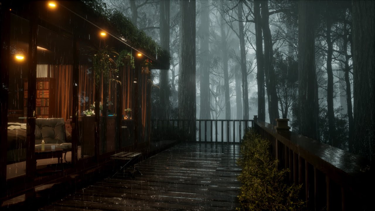 Rain on a Cozy Cabin Porch in the Forest | Relaxing Rain Sounds for Sleep & Study | 8 Hours