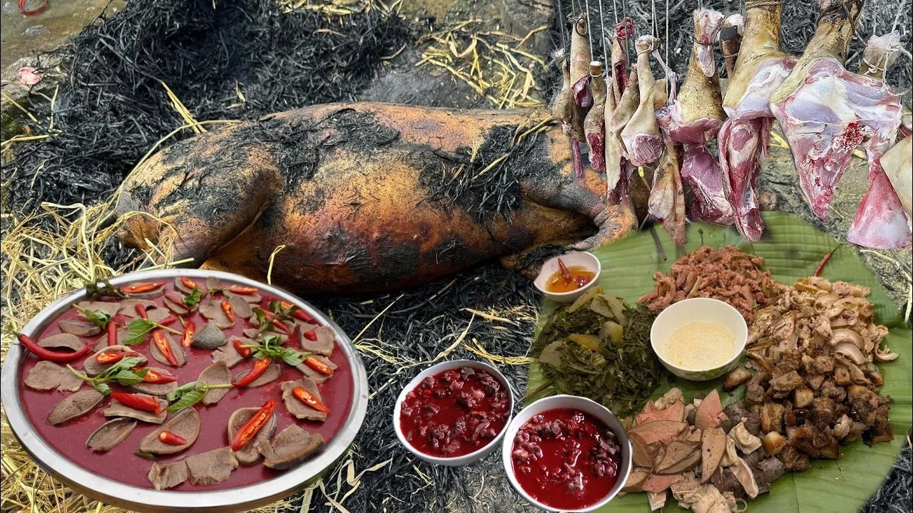 Lợn Rừng 7 M&oacute;n, Tiết Canh Lợn Rừng V&agrave; M&oacute;n Thịt Nộm N&acirc;u Cực Ngon - Nhịp Sống T&acirc;y Bắc