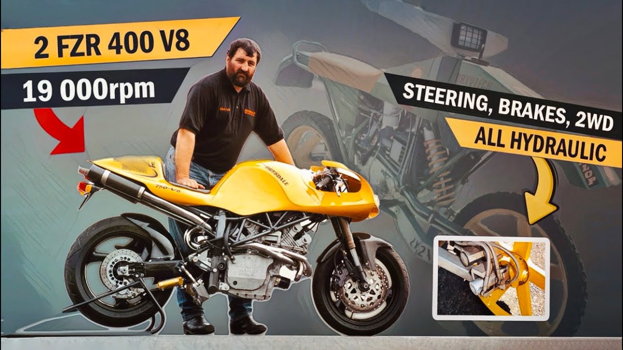A Hydraulic MIRACLE and the HIGHEST-REVVING V8 — a GENIUS from Australia and his HOMEMADE Bikes...