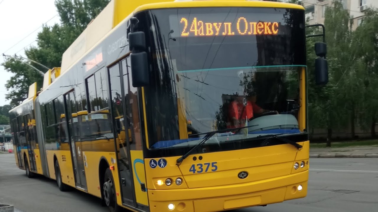 Киевский троллейбусБогданТ901.17 бортовой номер4375маршрут номер 24Аобратно запись полного маршрута.