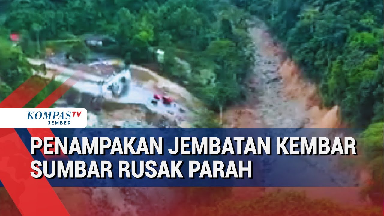 Rekaman Udara Tampilkan Kerusakan di Jembatan Kembar Padang Panjang Usai Diterjang Banjir